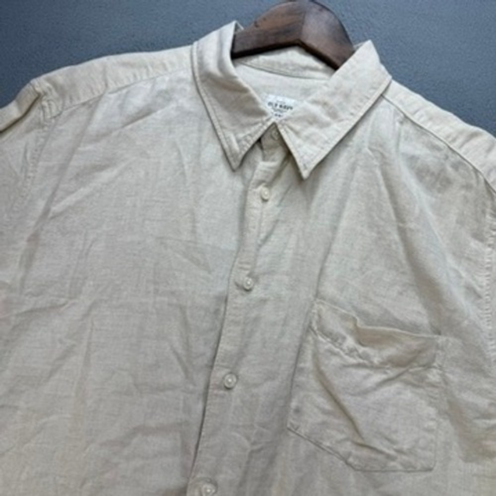 Old Navy Linen Blend Short Sleeve Button Up Shirt XL Beige Tan Casual Preppy